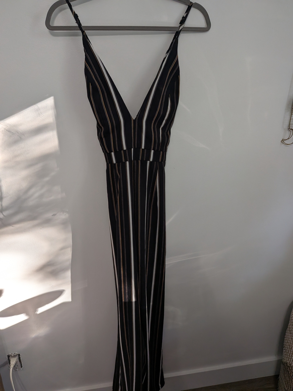 Revamped Black Striped V-Neck Jumpsuit